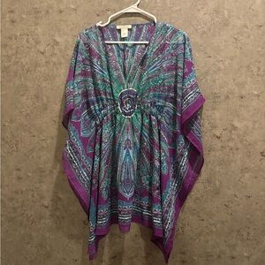 Arden B Purple and Teal Patterned Dress